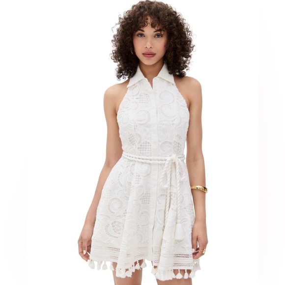 Alice + Olivia Dresses & Skirts - Alice + Olivia Lucy Eyelet Halter Mini Shirtdress/Size 8